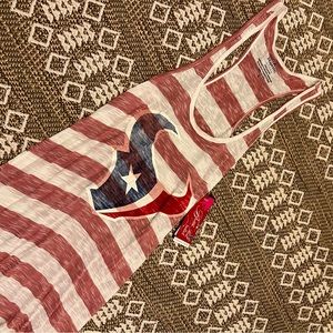 NWT Texas Houston Ladies Racerback Tank Top Red White Blue W/ Stripes